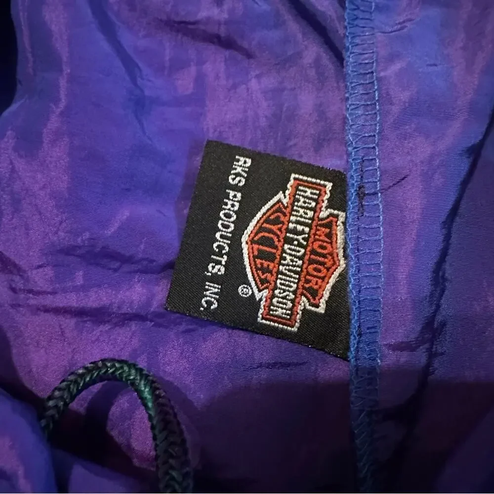 Vintage Harley Davidson Purple Jacket &‎ Pants Nylon Track Set Sz 2XL